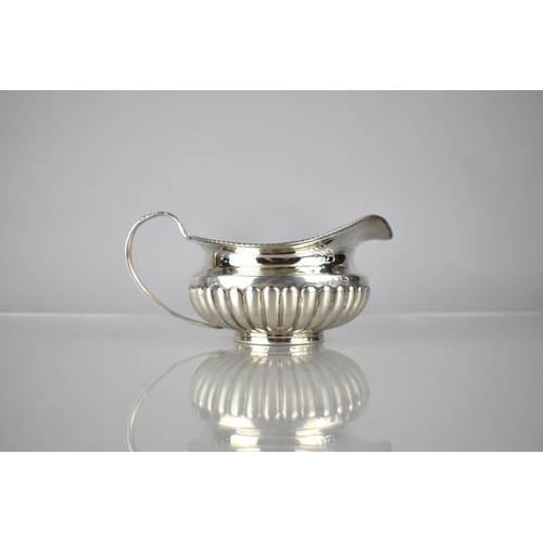 378 - A Georgian Silver Jug of Reeded Bellied Form by Michael Starkey, London Hallmark, 181g, 15.5x10x7cm ... 