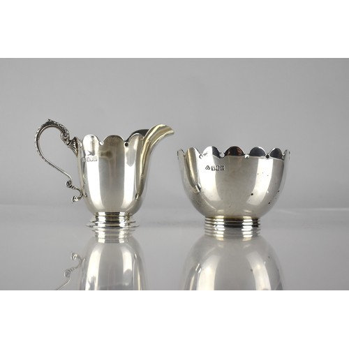 381 - A Matching Silver Cream Jug and Sugar Bowl by Wakley & Wheeler, Dublin Hallmark 1917