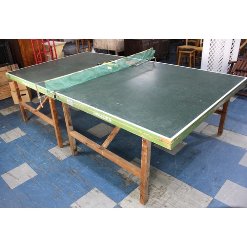 482 - A Vintage Jaques Full Size Tennis Table, Has Been in Damp and Surface is AF, Complete with Bats and ... 