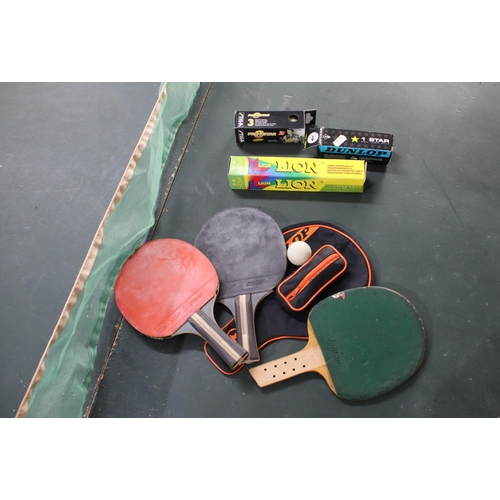 482 - A Vintage Jaques Full Size Tennis Table, Has Been in Damp and Surface is AF, Complete with Bats and ... 