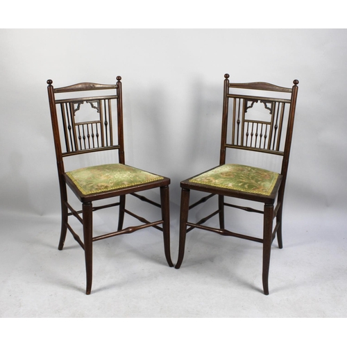 487 - A Pair of Edwardian Ladies Mahogany Framed Bedroom Chairs