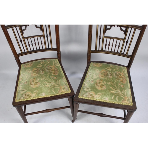 487 - A Pair of Edwardian Ladies Mahogany Framed Bedroom Chairs