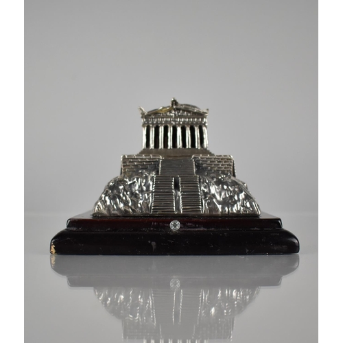 383 - A Souvenir Silver Miniature of the Parthenon on Wooden Plinth, 16x12cms Stamped Silver 950 (Filled)