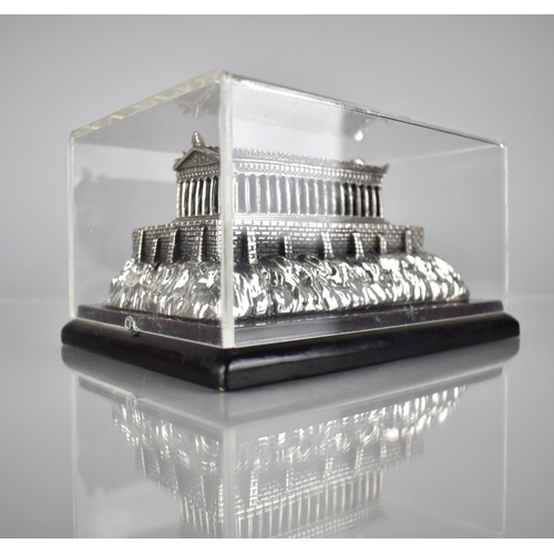 383 - A Souvenir Silver Miniature of the Parthenon on Wooden Plinth, 16x12cms Stamped Silver 950 (Filled)