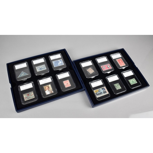 398 - A Collection of 12 Philatelic Legends Stamps in Two Cases