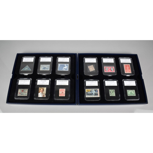 398 - A Collection of 12 Philatelic Legends Stamps in Two Cases