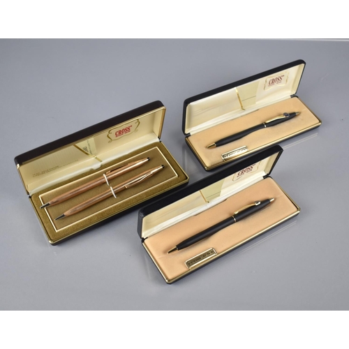 400 - Two Cased Cross 'Classic Black Saab Scania Promotional Ballpoint Pens and a Cross 14k Gold Plated Pe... 