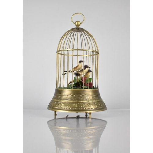 403 - A Reproduction Victorian Style Birdcage Automaton with Three Singing Birds, 32cms High