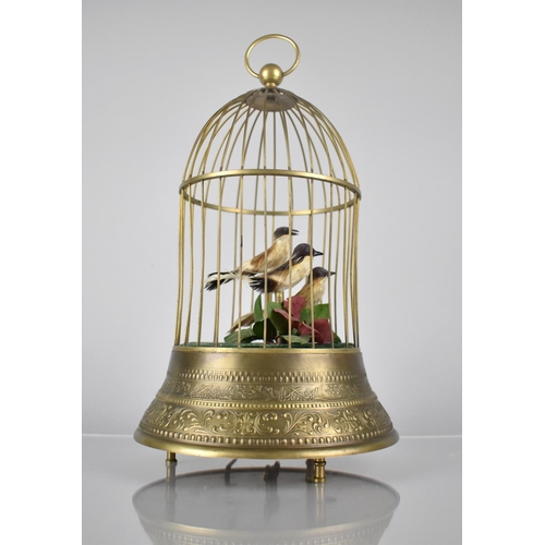 403 - A Reproduction Victorian Style Birdcage Automaton with Three Singing Birds, 32cms High