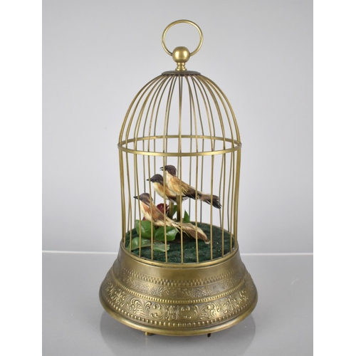 403 - A Reproduction Victorian Style Birdcage Automaton with Three Singing Birds, 32cms High