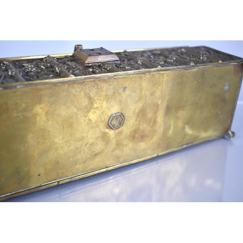 404 - A Late 19th Century Gothic Style Brass Casket decorated in Relief with Religious Figures Under Lance... 