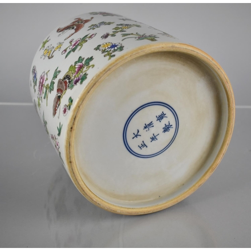 423 - A Chinese Porcelain Pot Decorated with Insects and Flowers, Six Character Mark to Base Inside Double... 