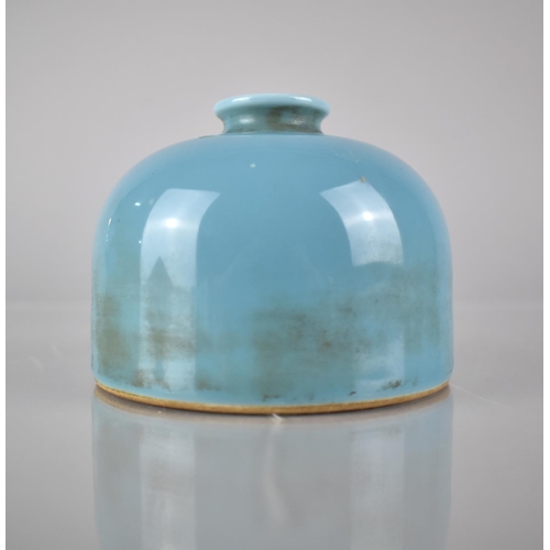 426 - A Chinese Porcelain Ink Pot of Squat Form, Pale Blue Glaze, Six Character Mark to Base