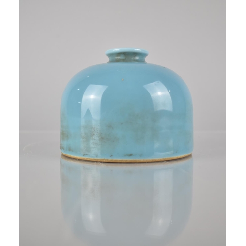 426 - A Chinese Porcelain Ink Pot of Squat Form, Pale Blue Glaze, Six Character Mark to Base