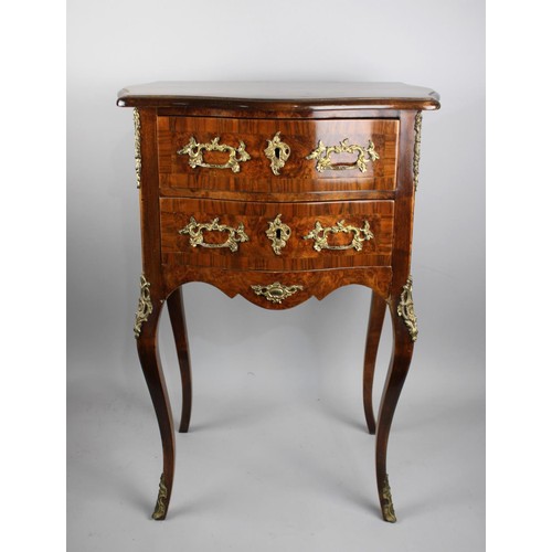 429 - A Small Crossbanded Burr Walnut Two Drawer Chest with Serpentine Front and Ormolu Mounts, Cabriole S... 