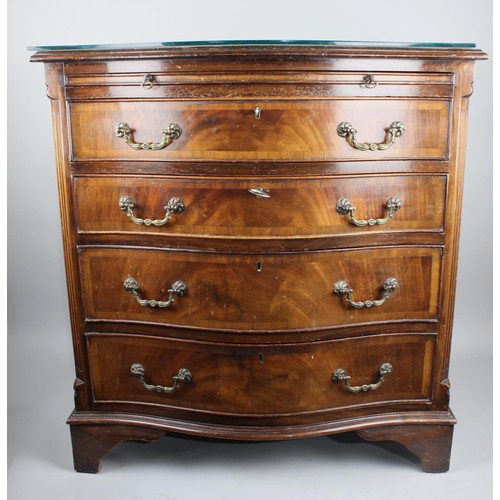 430 - A Reproduction Mahogany Serpentine Front Chest with Four Long Drawers and Brushing Slide Over, 71x49... 