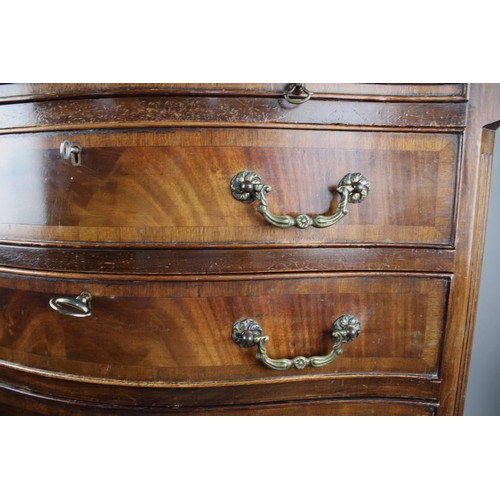 430 - A Reproduction Mahogany Serpentine Front Chest with Four Long Drawers and Brushing Slide Over, 71x49... 