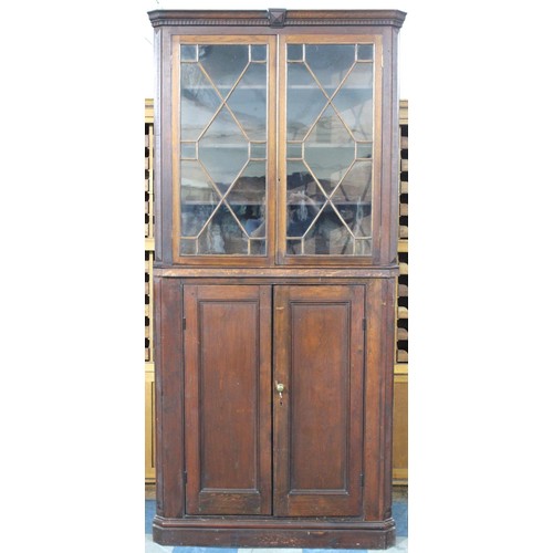 431 - A George III Oak Double Freestanding Corner Cabinet, Base Cupboard, Base With Panelled Doors and Ast... 