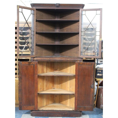 431 - A George III Oak Double Freestanding Corner Cabinet, Base Cupboard, Base With Panelled Doors and Ast... 