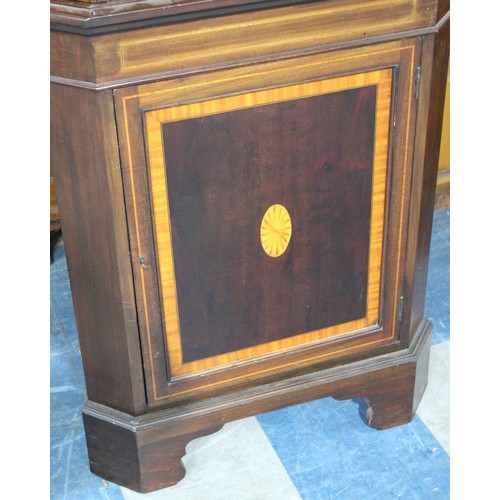 435 - An Edwardian Inlaid Double Freestanding Corner Cabinet with Astrigal Glazed Top, 202cms High, 72cms ... 