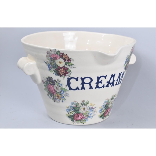 113 - A Late 20th Century Transfer Printed Cream Stein with Two Handles, 27cms Diameter and 19cms High