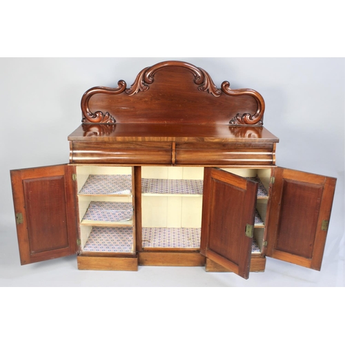 115 - A Victorian Mahogany Sideboard with Two Short Drawers over Inverted Breakfronted Cupboards to Base, ... 