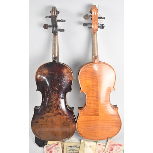 123 - Two Vintage Violins and Bows, Condition Issues