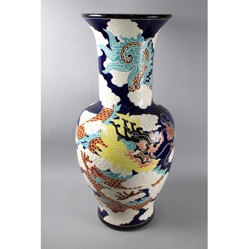 126 - A Large Decorative Oriental Glazed Stoneware Vase, 82cms High