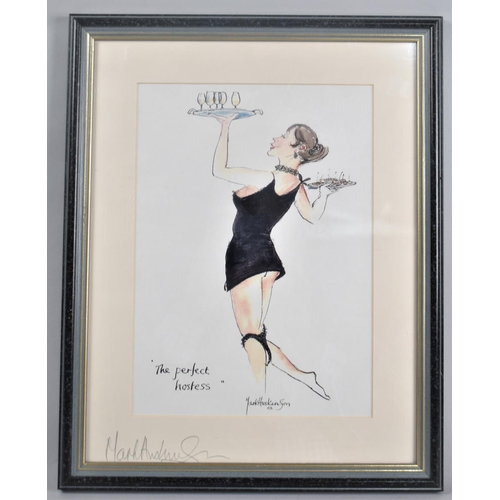 130 - A Framed Erotic Print, The Perfect Hostess, 19x27cms