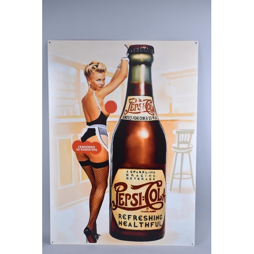 154 - A Reproduced Printed Metal Advertising Sign for Pepsi Cola, 50x70cms