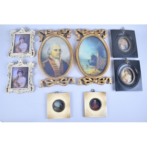 157 - Four Pairs of Reproduction Framed Miniature Prints