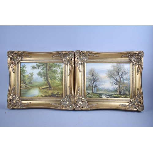 168 - Two Gilt Framed Prints, Wooded Streams, 24x19cms