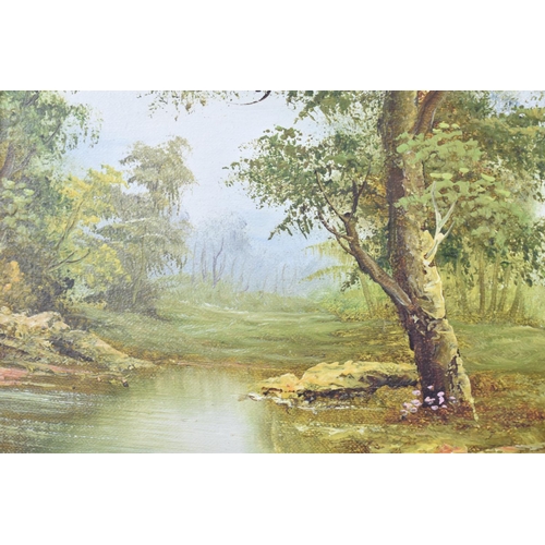 168 - Two Gilt Framed Prints, Wooded Streams, 24x19cms