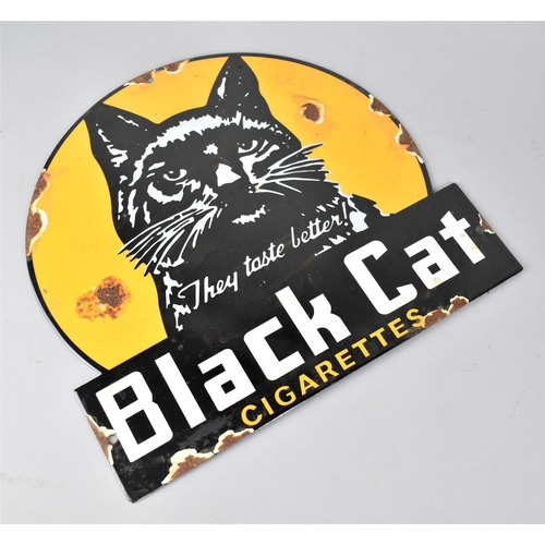 171 - A Reproduction Printed Enamel Sign for Black Cat Cigarettes, 31cms Wide