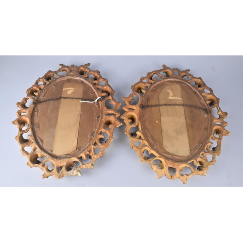 173 - A Pair of Mid 20th Century Italian Gilt Picture Frames Containing Classical Prints, Each 35cms High