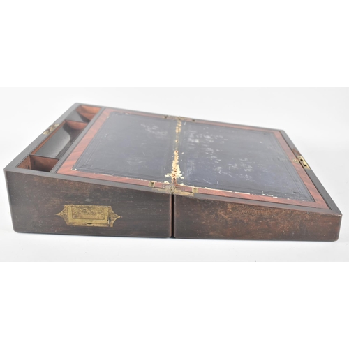 2 - A 19th Century Rosewood Campaign Writing Slope with Mother of Pearl Inlay to Hinged Lid and Front, F... 