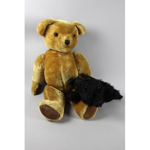 201 - A Very Large Plush Musical Teddy Bear, 75cms High together with a Vintage Pyjama Case in the Form of... 