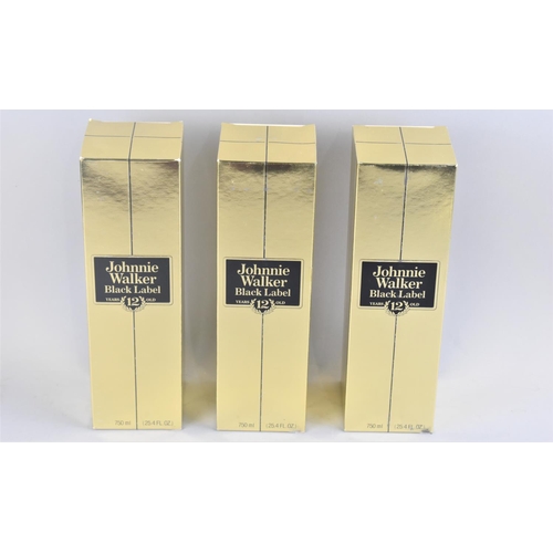 205 - Three 70cl Bottles Johnny Walker Black Label 12 Year Old Blended Scotch Whisky for Export to America