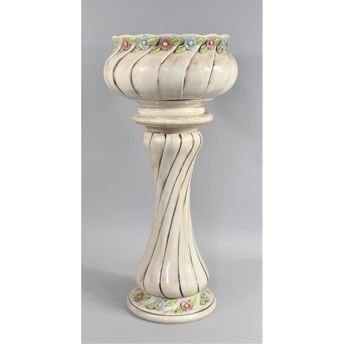 215 - A Mid/Late 20th Century Continental Glazed Ceramic Jardiniere on Stand, 66cms High