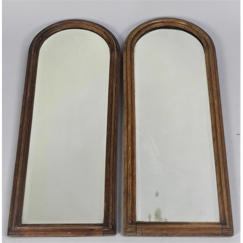 232 - A Pair of Vintage Bevel Edged Gilt Framed Arch Topped Wall Mirrors, 72cms High