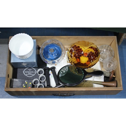 236 - A Box Containing Various Ceramics and Glasswares, Dressing Table Set Etc