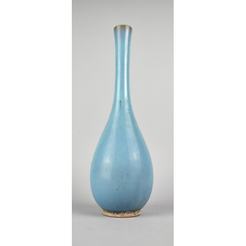 239 - A Reproduction Chinese Monochrome Bottle Vase, Pale Blue Glaze, 33.5cm high