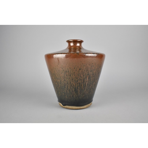 241 - A Reproduction 'Hare's Fur' Glaze Vase of Shouldered Tapering Form, 19cm high