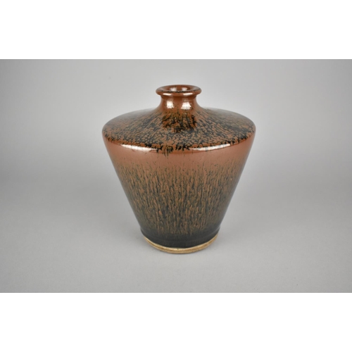 241 - A Reproduction 'Hare's Fur' Glaze Vase of Shouldered Tapering Form, 19cm high