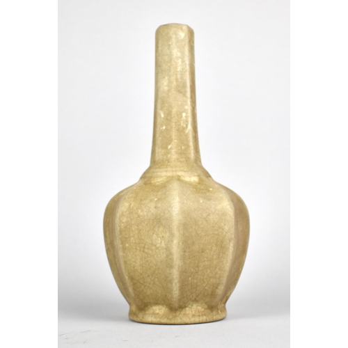 244 - A Reproduction Chinese Monochrome Crackle Glazed Bottle Vases of Octagonal Form, 21cm high