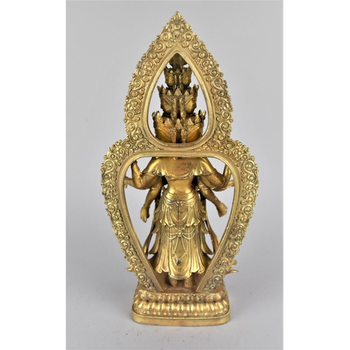 254 - A Reproduction Tibetan Gilt Bronze Study of Buddha/Ushnishavijaya with Jewelled Decoration, 28cm Hig... 