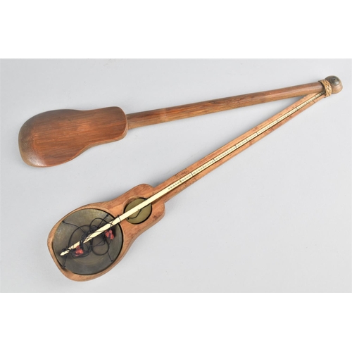 267 - A Chinese Pan Scale in Bamboo 'Violin' Shaped Case. 35cm long