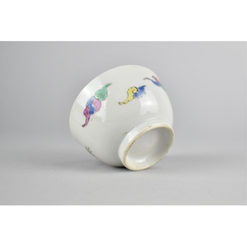 275 - A 19th/20th Century Chinese Porcelain Tea Bowl Decorated in Polychrome Enamels with Pink Dragon, wit... 