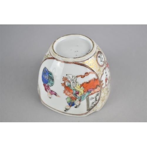 276 - A Chinese Porcelain Tea Bowl of Square Canted Form Decorated with Figural Cartouches, 8.5x6cm high