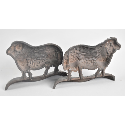 28 - A Pair of Victorian Cast Iron Doorstops in the Form of Sheep, Both with Registration Marks and Stamp... 